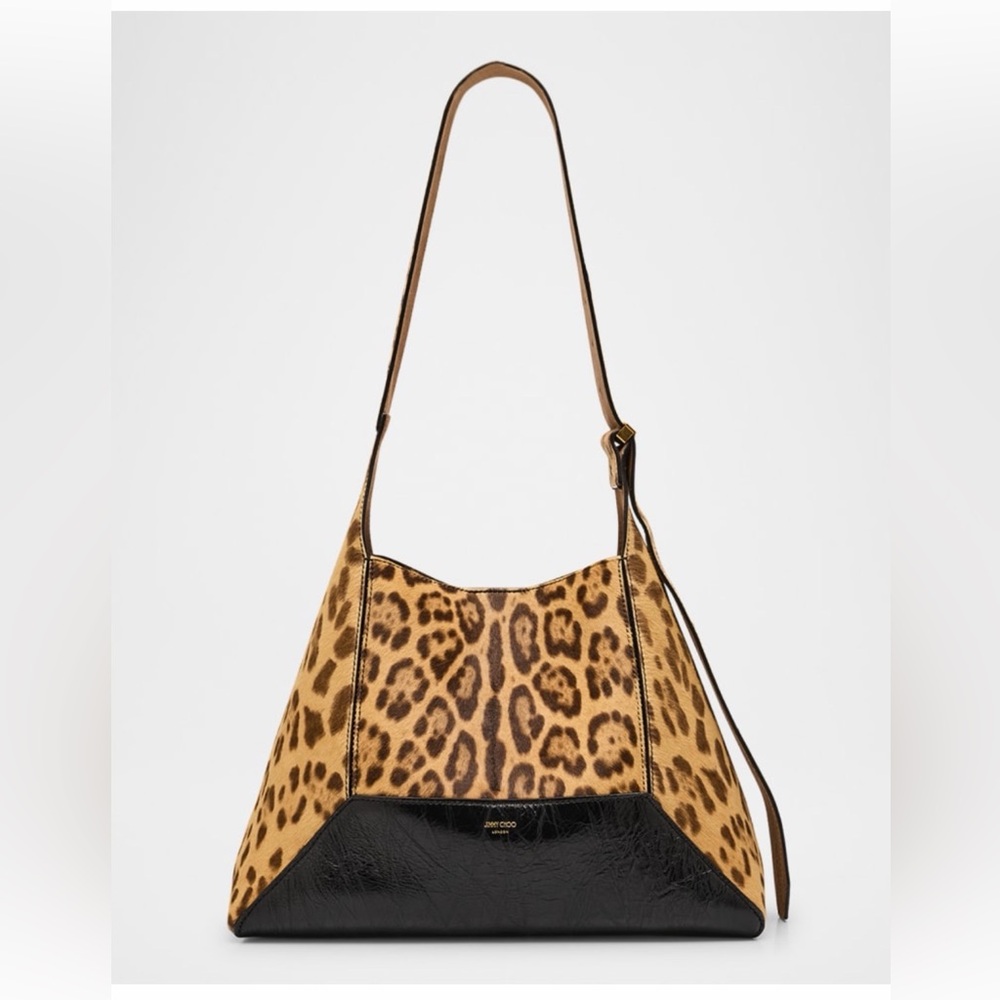 New Jimmy Choo Diamond Leopard Calf Hair Hobo Bag - Picture 1 of 6